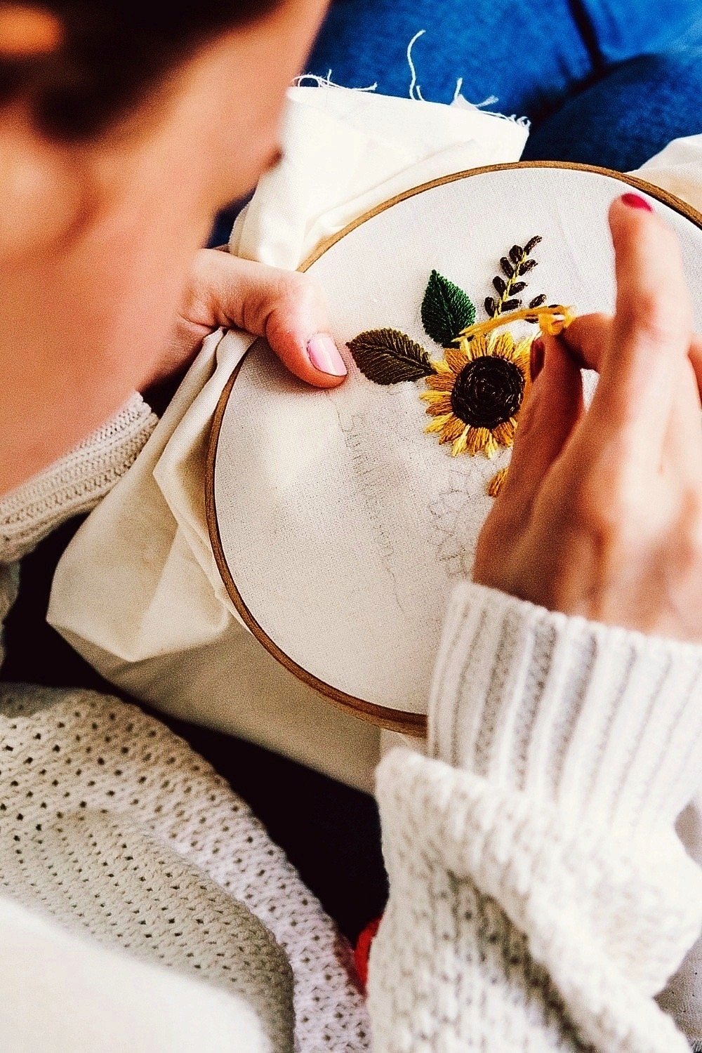 The Best 8 Simple Cozy Self-Care Staycation Ideas at Home_Embroidery