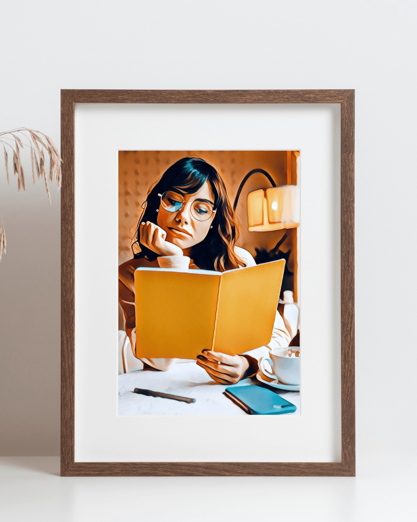 Painted Style Girl Reading Book Mockup2