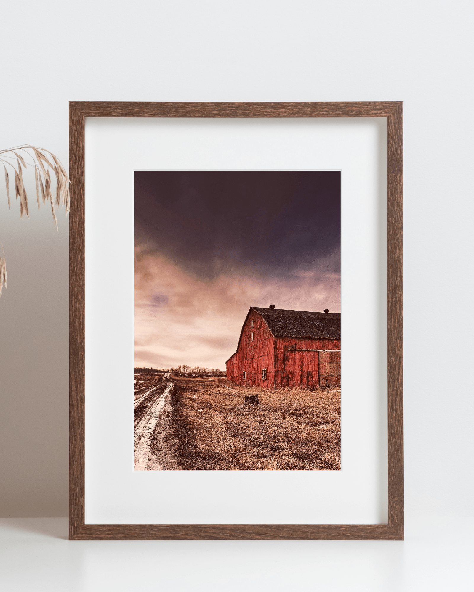 Red Barn Stormy Matte Poster