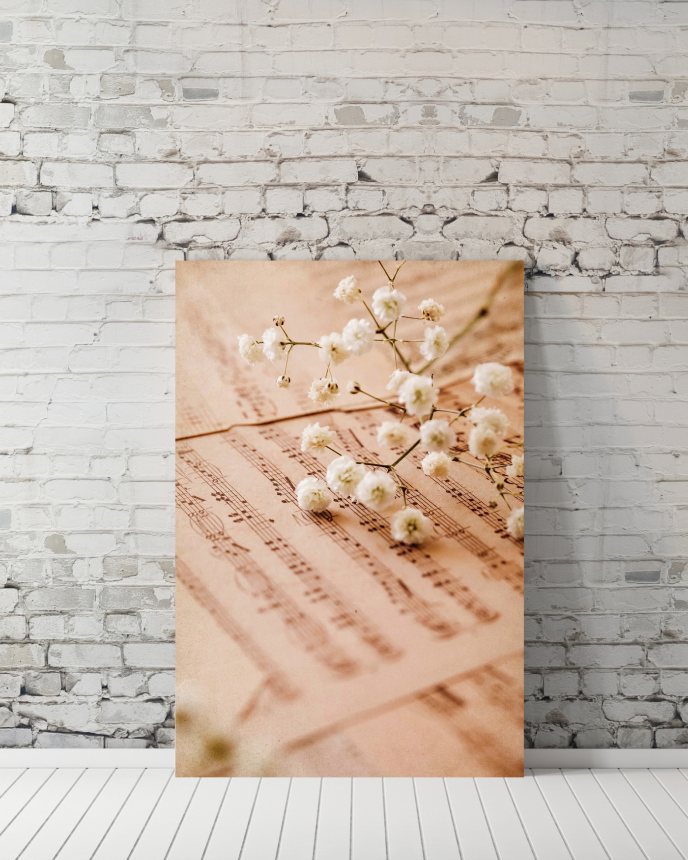 Small White Flowers and Music Sheets Mockup1