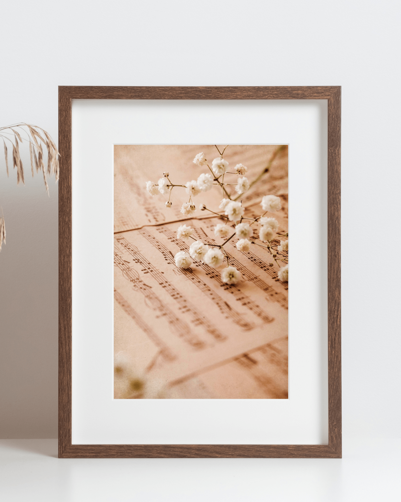 Small White Flowers and Music Sheets Mockup2