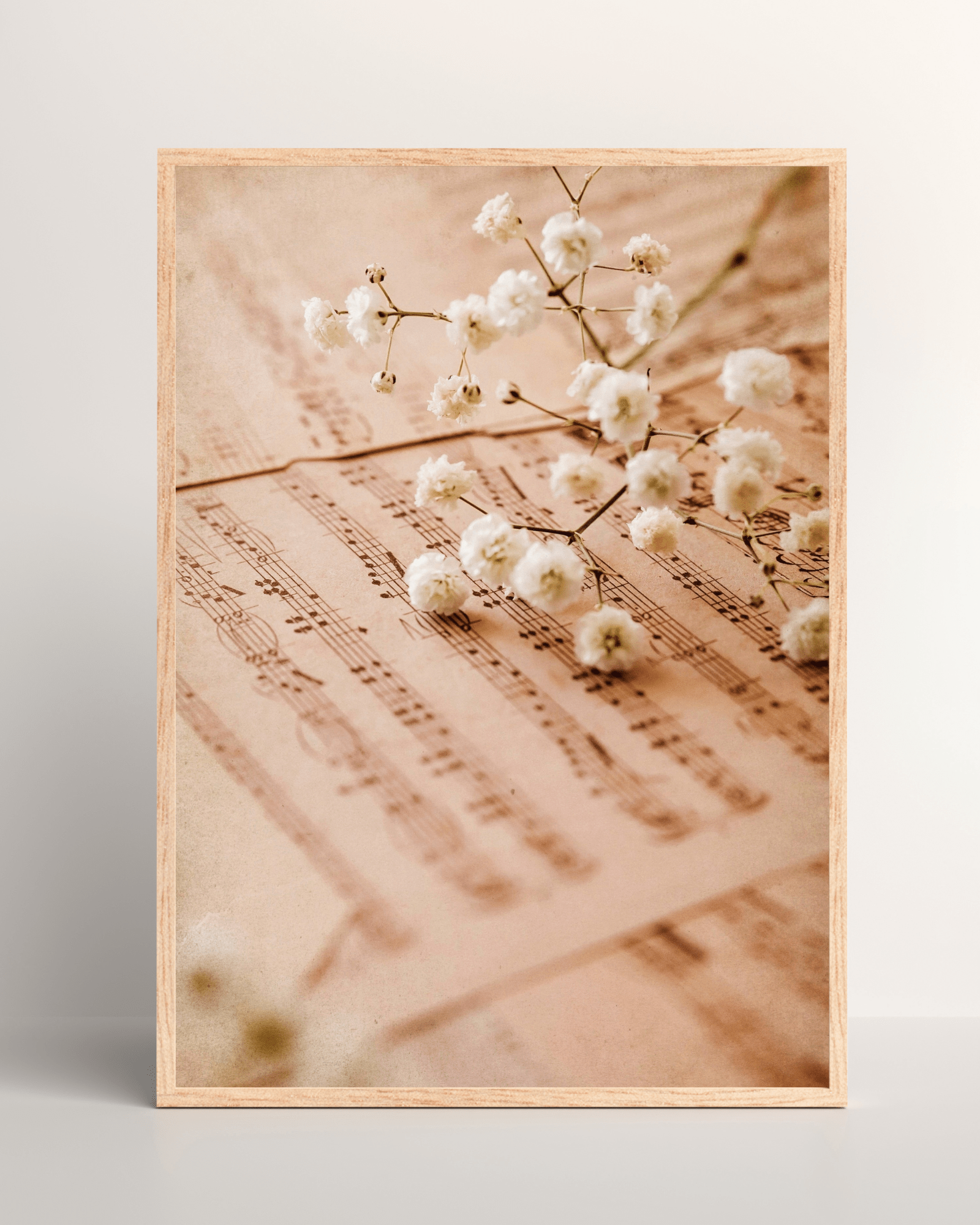 White Flowers and Sheet Music Matte Poster