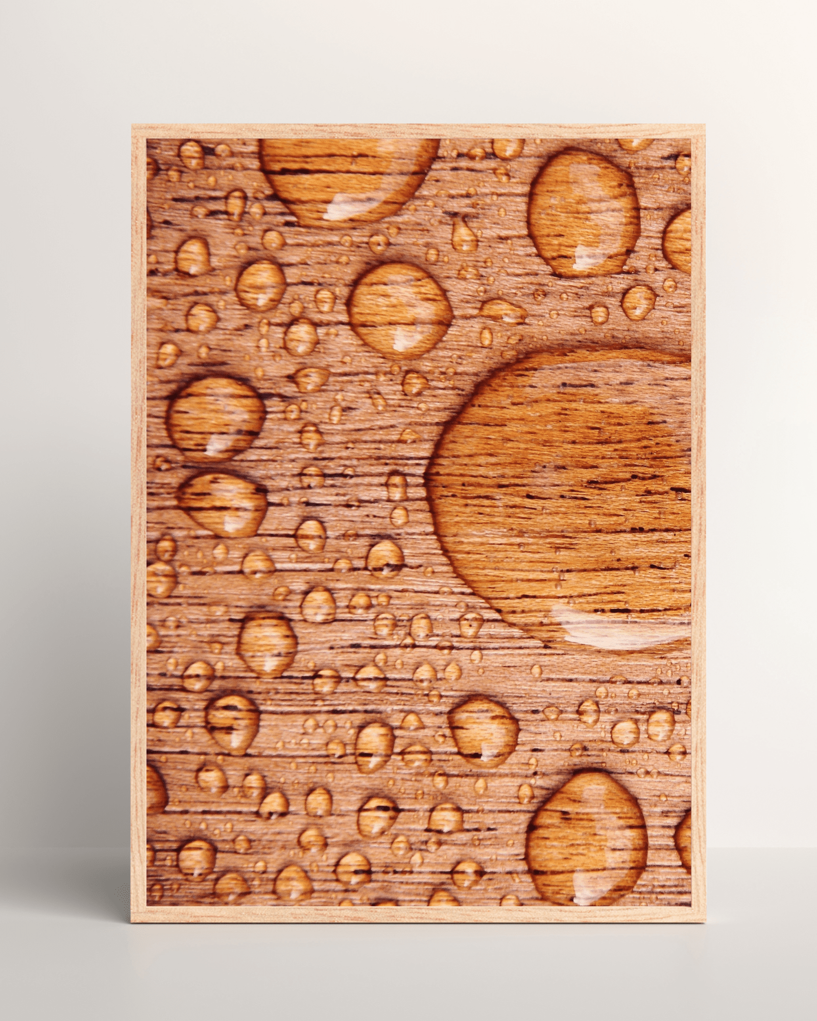 Water Drops on Wood Matte Poster