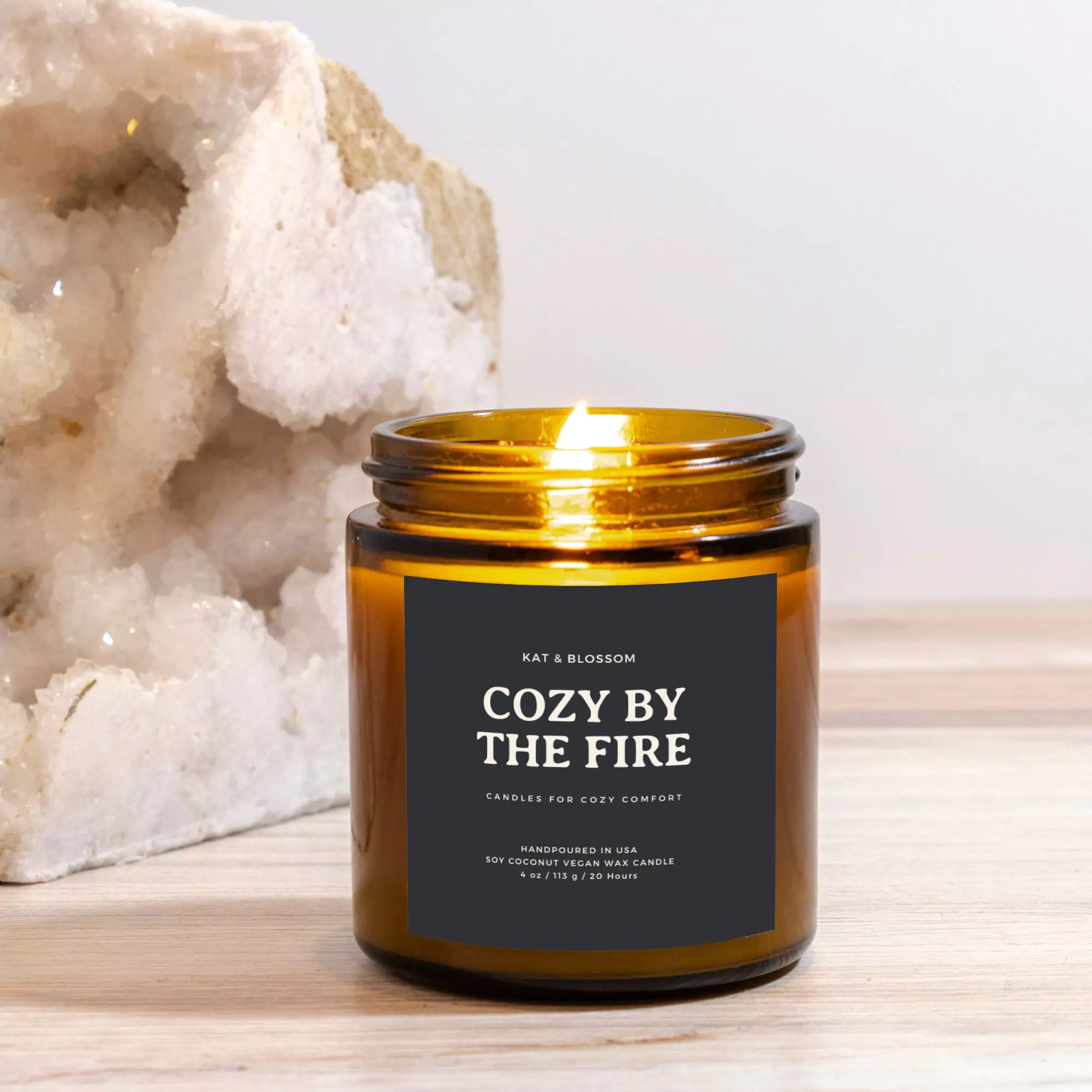 Cozy By The Fire Amber Jar Candle 4oz