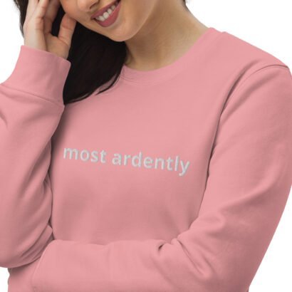 unisex eco sweatshirt canyon pink zoomed in 3 64783bf37476d.jpg