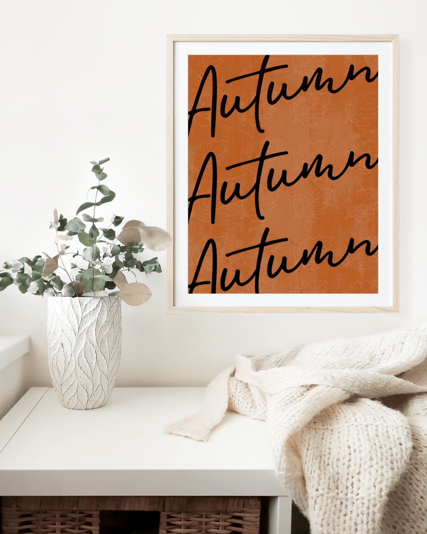 Autumn Script Red Orange Leaves Sweater Plant Mockup