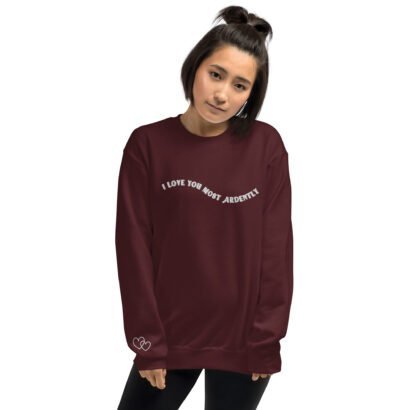 unisex crew neck sweatshirt maroon front 64c977488be85.jpg