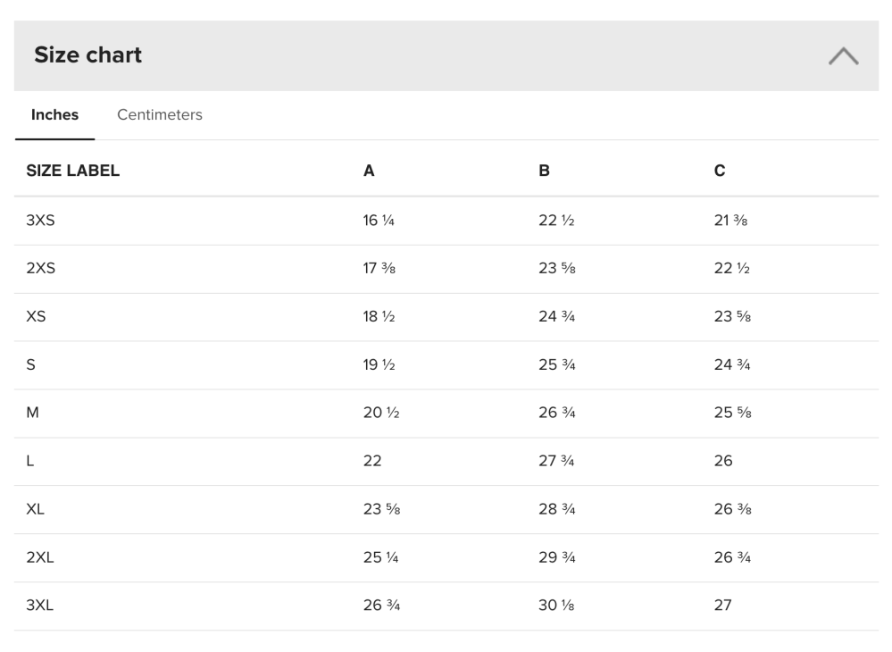 printful knit sweater sizing chart