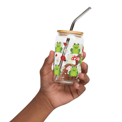 can shaped glass (16 oz) 16 oz with lid straw back 67ad1d47899b5