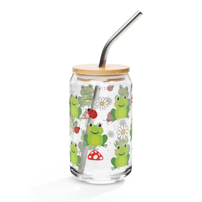 can shaped glass (16 oz) 16 oz with lid straw front 67ad1d478a20f