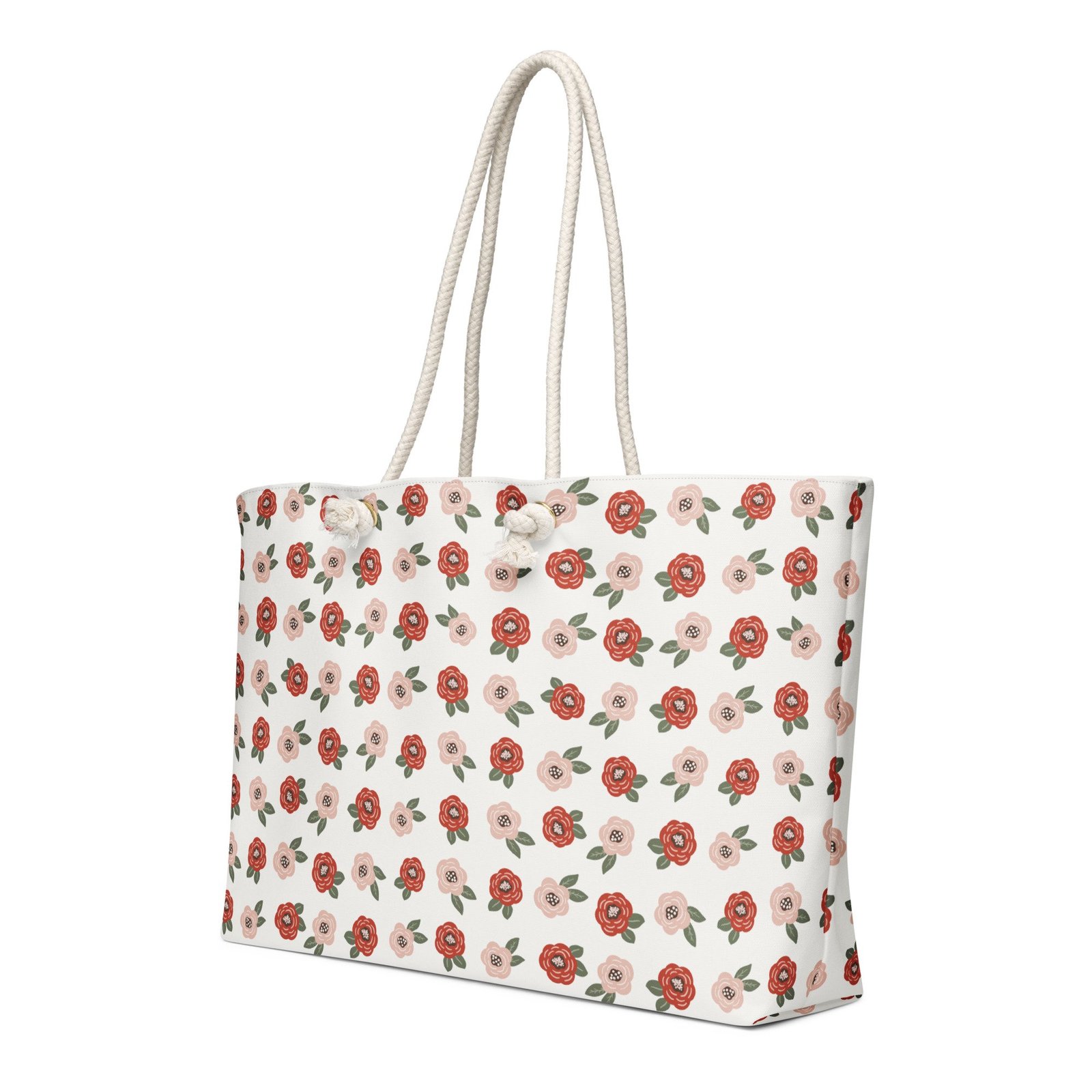 Red Pink Floral Blooms Oversized Weekender Bag
