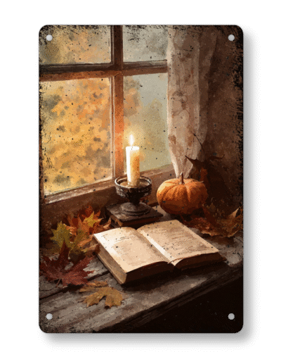 Autumn Lantern Window Book KB Shop Metal Art Main Picture Transparent
