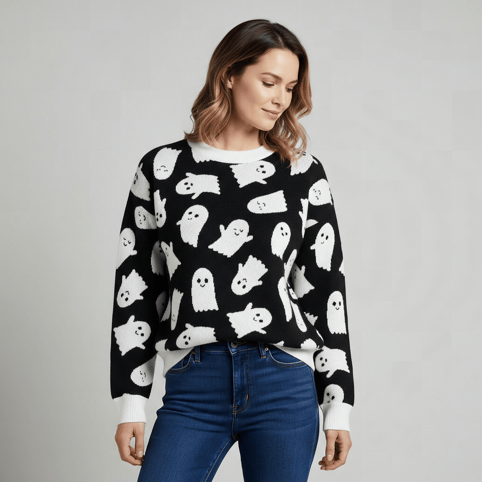black ghosts knitted sweater