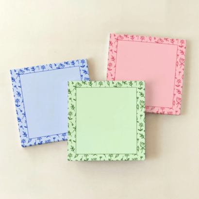 1 Green Floral Doodles Notepad 3x3