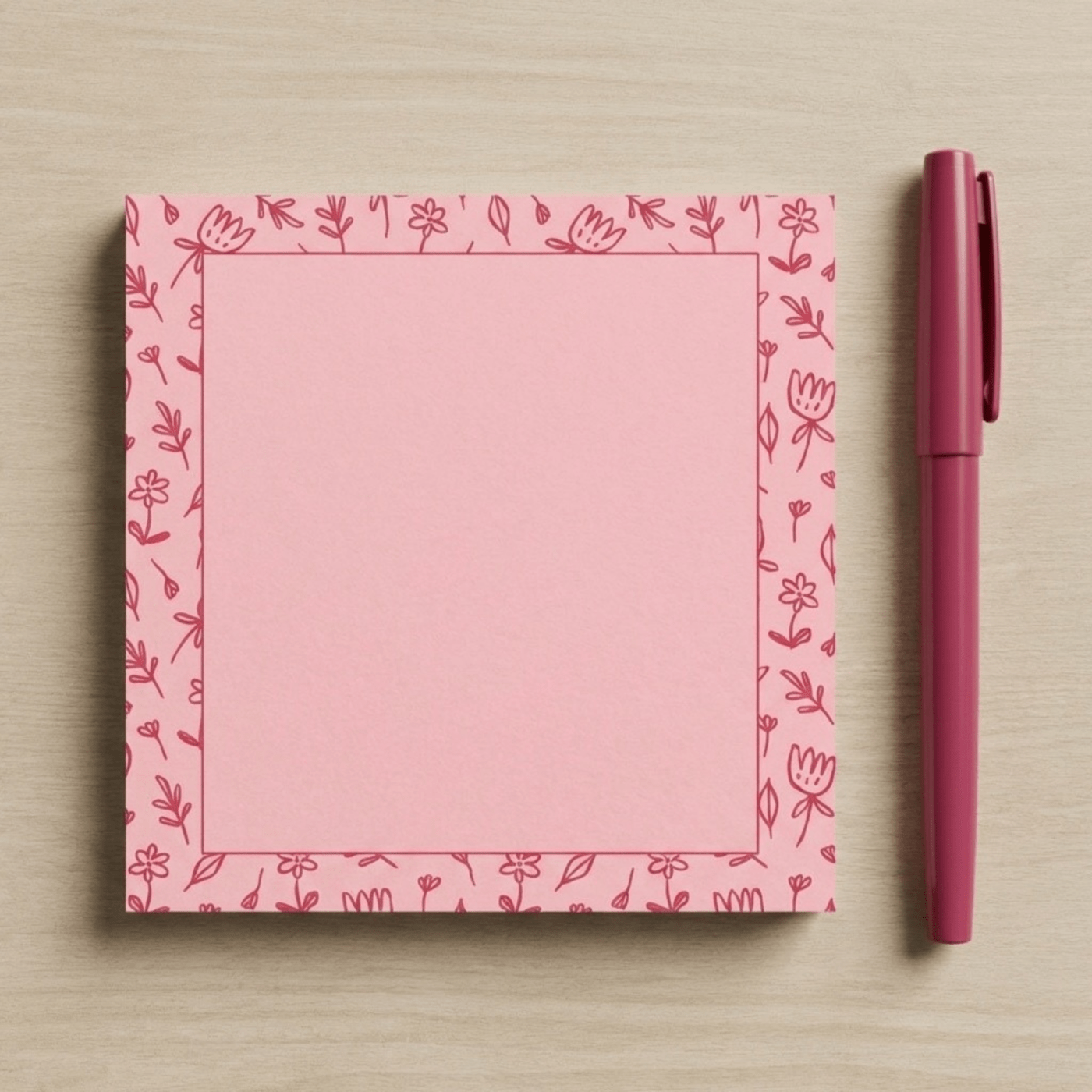 1 Pink Floral Doodles Notepad 3x3