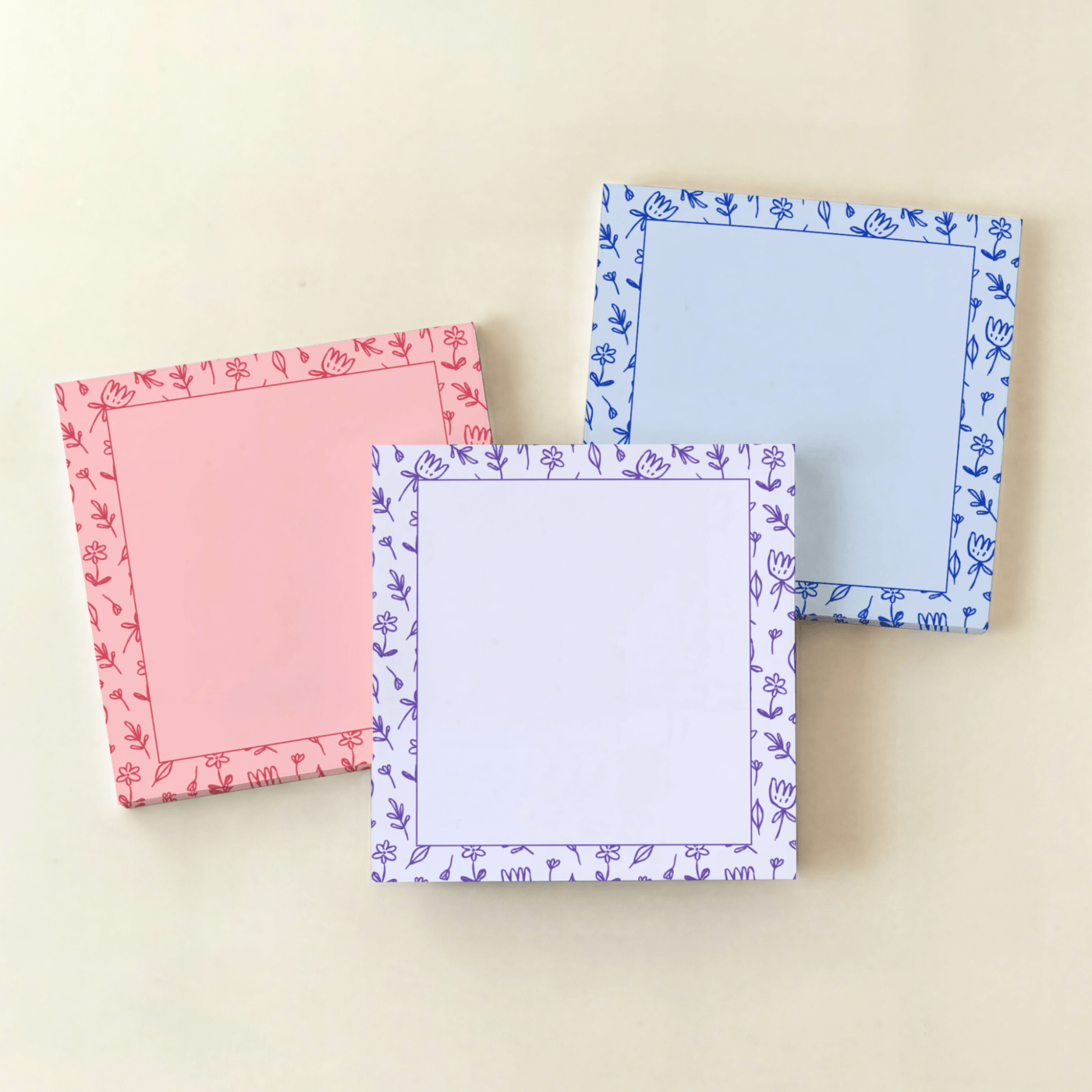 1 Purple Floral Doodles Notepad 3x3