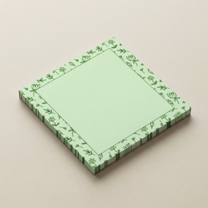 2 Green Floral Doodles Notepad 3x3