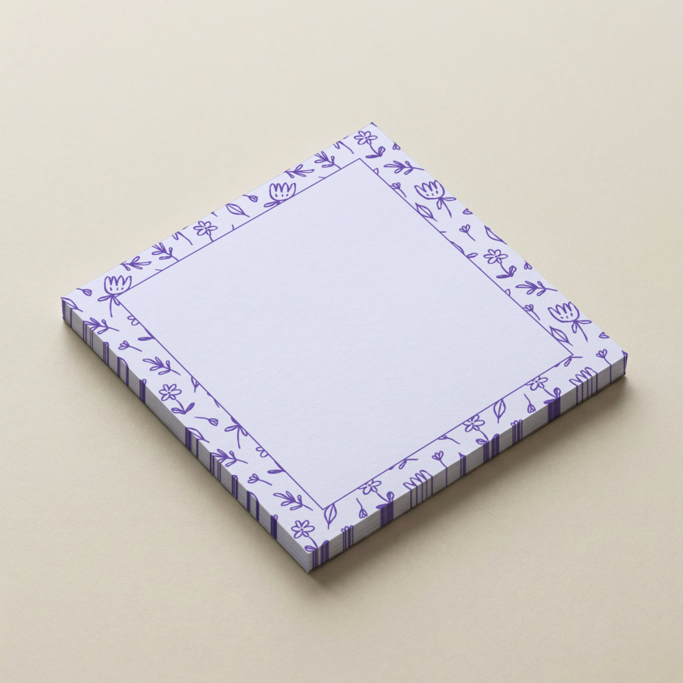 2 Purple Floral Doodles Notepad 3x3