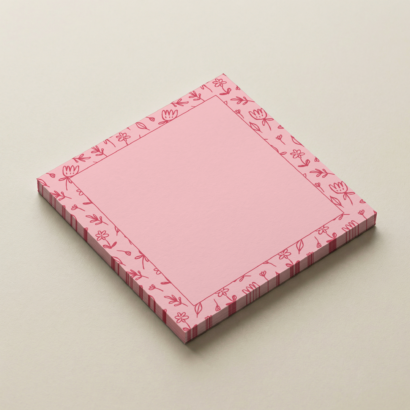3 Pink Floral Doodles Notepad 3x3