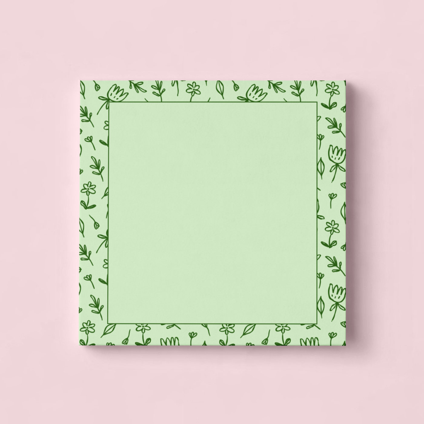 KB Website Green Doodle Flowers Sticky Notes 3x3