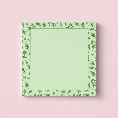 KB Website Green Doodle Flowers Sticky Notes 3x3