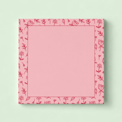 KB Website Pink Doodle Flowers Sticky Notes 3x3