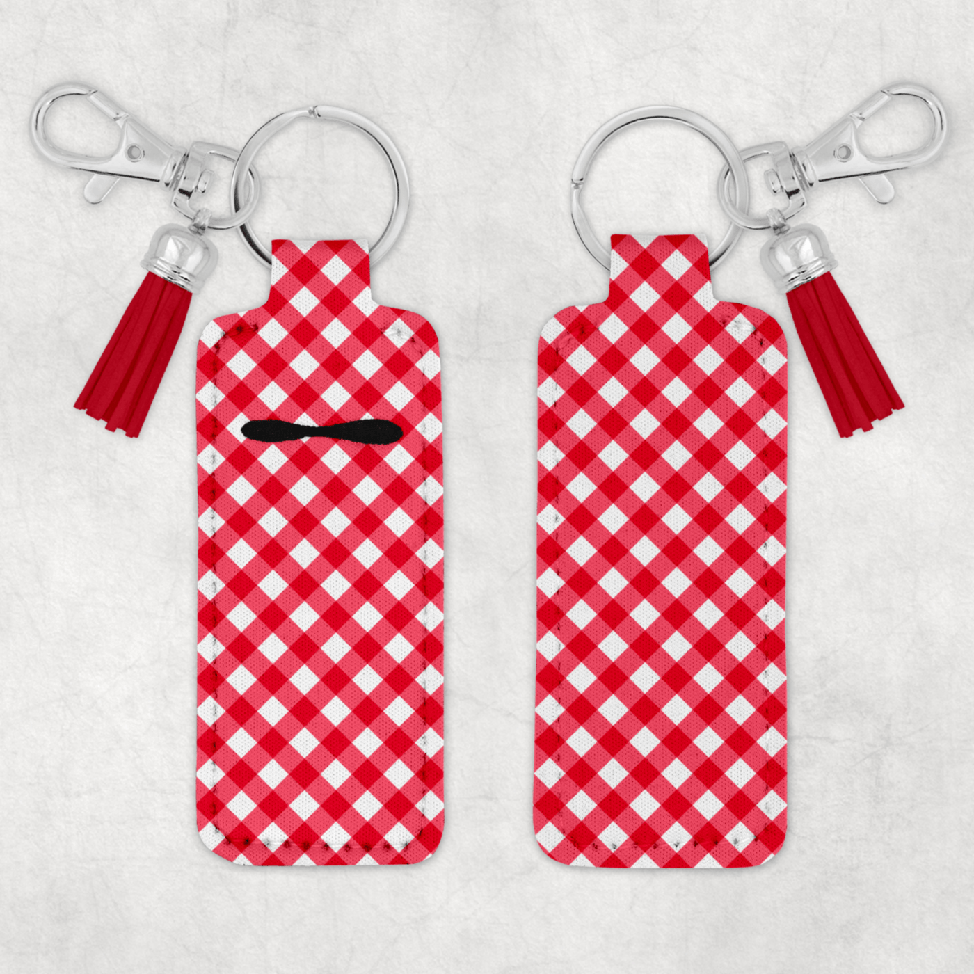 Red Checkered Spring Summer KB Website Chapstick Keychain Mockup