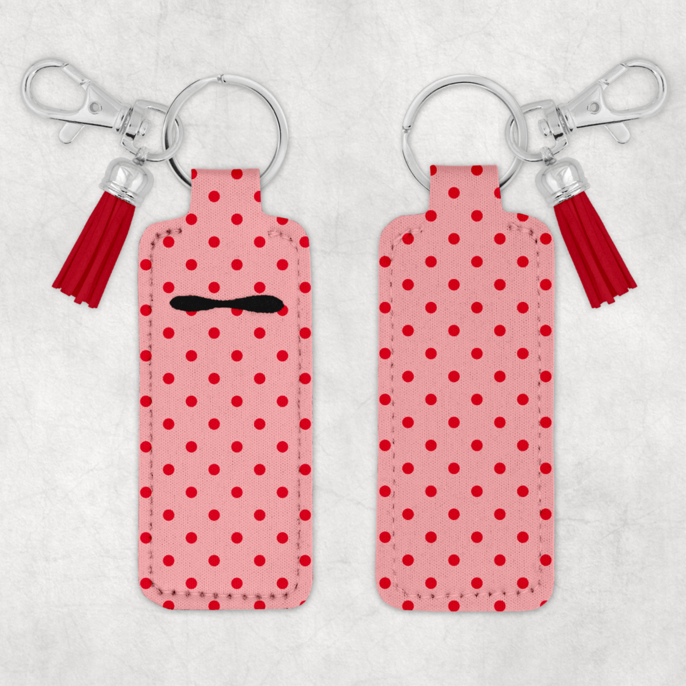 Red Polk a Dots Spring Summer KB Website Chapstick Keychain Mockup
