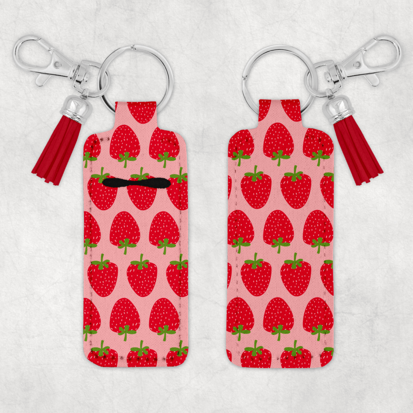Strawberries Spring Summer KB Website Chapstick Keychain Mockup