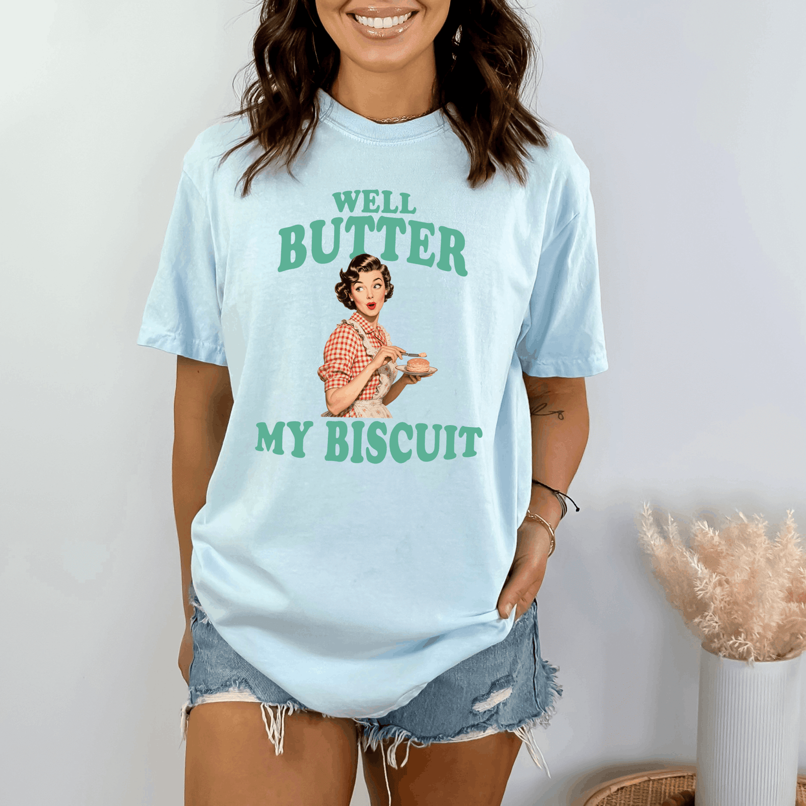 Well Butter My Biscuit Vintage Americana Funny Southern Phrase T Shirt Mockups Comfort Colors(1)(1)